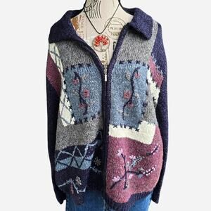 90s Vintage Cottage Core Croft & Barrow multicoloured zip up sweater vest